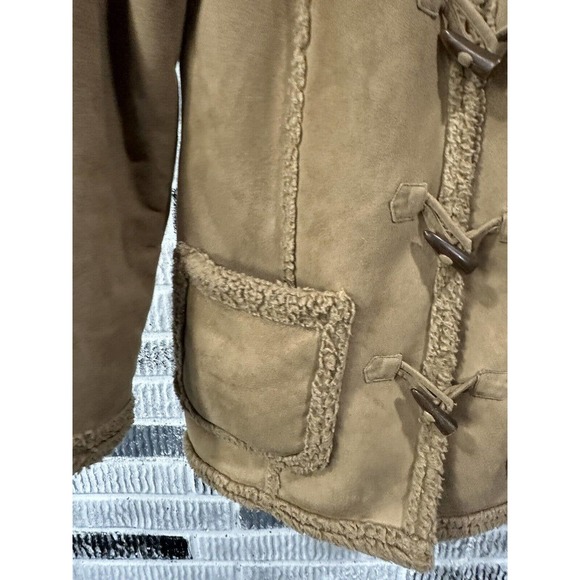 LL Bean Hooded Coat Sherpa Lined Toggle Closure Womens Size Medium Brown 0 GHP5 - Picture 11 of 13